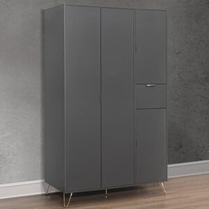 Arlo Wooden Wardrobe With 4 Doors In Charcoal