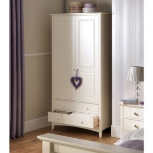 Caelia Combi Wardrobe In White With 2 Doors 3 Drawers