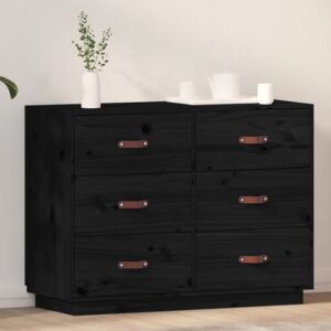 Cheta Pinewood Chest Of 6 Drawers In Black