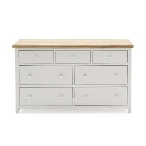 Ferndale Large Wooden Chest Of Drawers In Grey With Oak Top