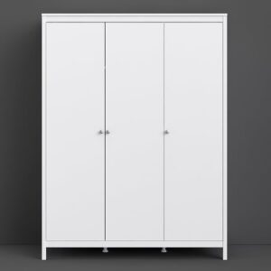 Macron Wooden Triple Door Wardrobe In White