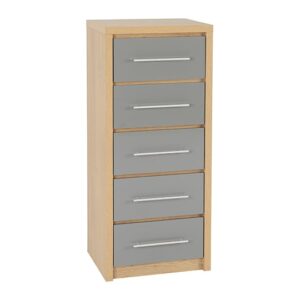 Samaira Wooden Narrow Chest OF Drawers In Grey High Gloss