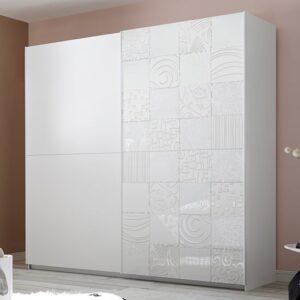 Soxa Wooden Sliding Door Wardrobe In Serigraphed White