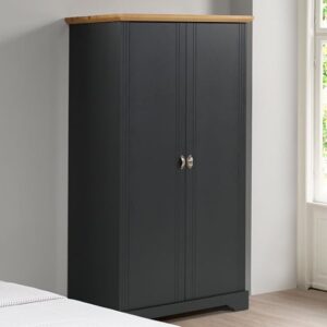 Talox Wooden Wardrobe With 2 Doors In Grey And Oak