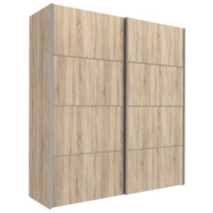 Trek Wooden Sliding Doors Wardrobe In Oak With 2 Shelves