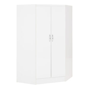 Mack Corner High Gloss Wardrobe With 2 Doors In White