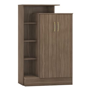 Mack Wardrobe With 2 Doors And Open Shelf In Rustic Oak Effect