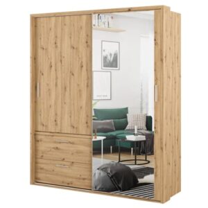 Aliso Wardrobe With 2 Sliding Doors With Drawers In Artisan Oak