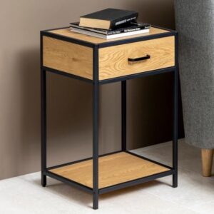 Sparks Wooden 1 Drawer Bedside Table In Matt Wild Oak