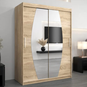 Eden Mirrored Wardrobe 2 Sliding Doors 150cm In Sonoma Oak