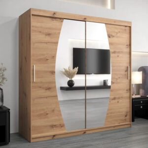 Eden Mirrored Wardrobe 2 Sliding Doors 200cm In Artisan Oak