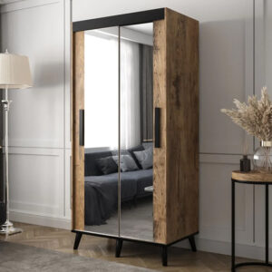 Genoa III Mirrored Wardrobe 2 Sliding Doors 100cm In Chestnut