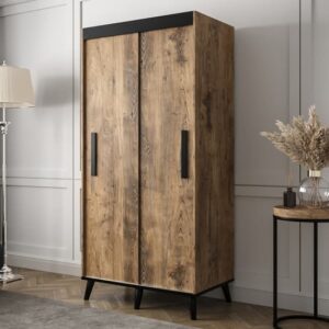 Genoa Wooden Wardrobe 2 Sliding Doors 100cm In Chestnut