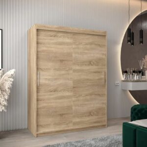 Tavira Wooden Wardrobe 2 Sliding Doors 150cm In Sonoma Oak