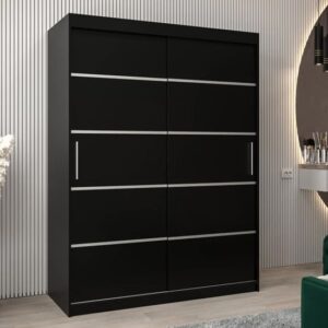 Vevey I Wooden Wardrobe 2 Sliding Doors 150cm In Black