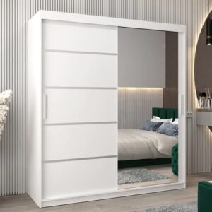 Vevey II Mirrored Wardrobe 2 Sliding Doors 180cm In White