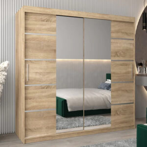 Vevey III Mirrored Wardrobe 2 Sliding Doors 200cm In Sonoma Oak