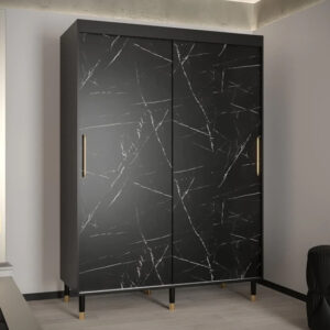 Barrie Wooden Wardrobe With 2 Sliding Doors 150cm In Black