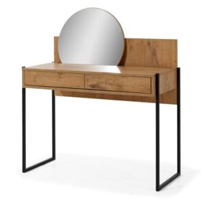 Logan Wooden Dressing Table With Mirror In Lancelot Oak