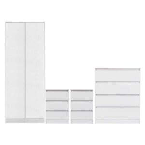 Mcgowen Wooden Bedroom Furniture Set 2 Doors Wardrobe In White