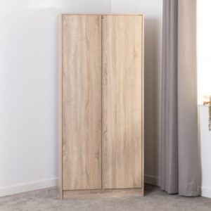 Mcgowen Wooden Wardrobe With 2 Doors In Sonoma Oak