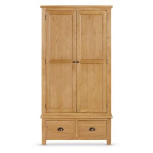 Lecco Wooden Wardrobe With 2 Doors 2 Drawers In Oak