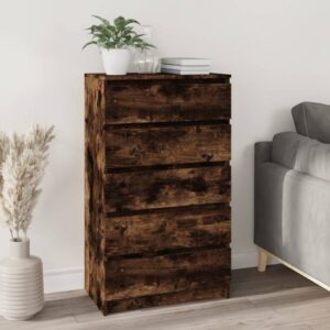 Fowey Wooden Chest Of 5 Drawers In Smoked Oak