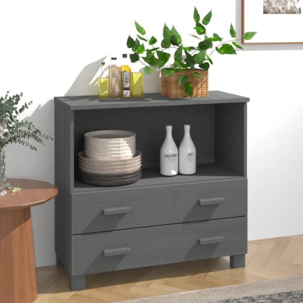 Hull Wooden Chest Of 2 Drawers With 1 Shelf In Dark Grey