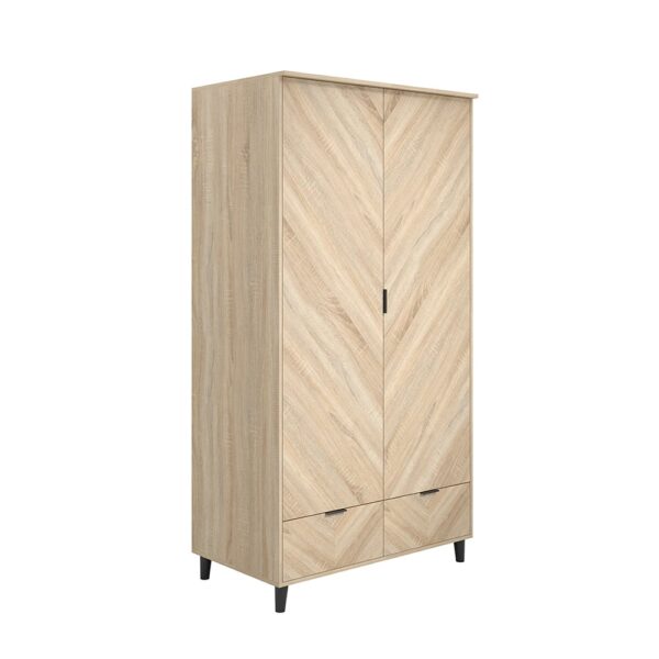 Stockholm Wooden Wardrobe With 2 Doors 2 Drawers In Sonoma Oak