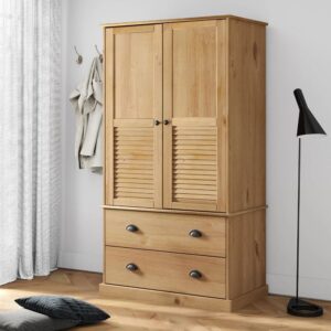 Vidor Wooden Wardrobe With 2 Doors 2 Drawers In brown