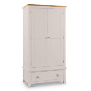 Raisie Wooden Wardrobe With 2 Doors 1 Drawer In Oak And Grey