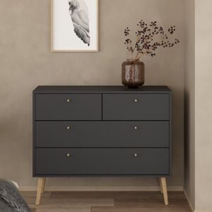 Casey Wooden Chest Of 4 Drawers In Dark Grey