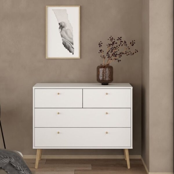 Casey Wooden Chest Of 4 Drawers In White