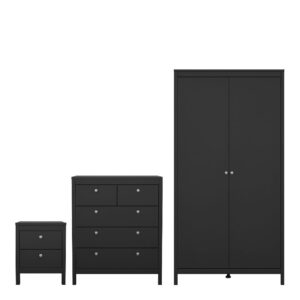 Macron Wooden Bedroom Set With 2 Door Wardrobe In Black