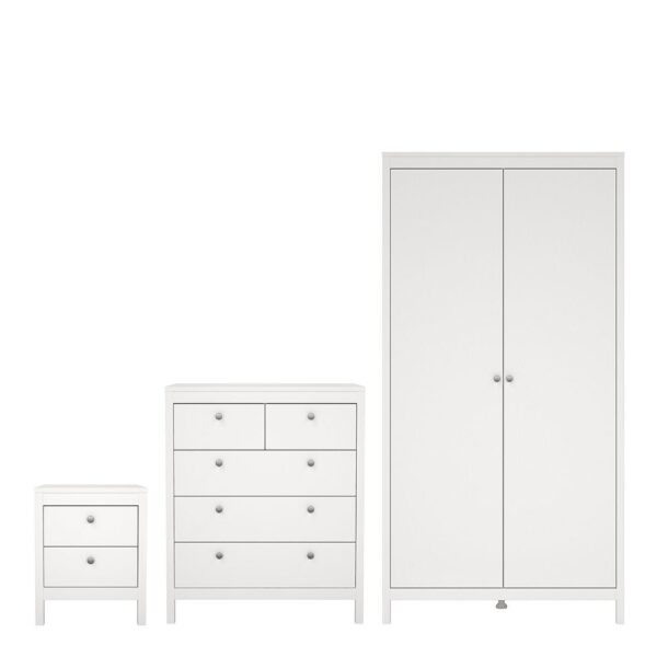 Macron Wooden Bedroom Set With 2 Door Wardrobe In White