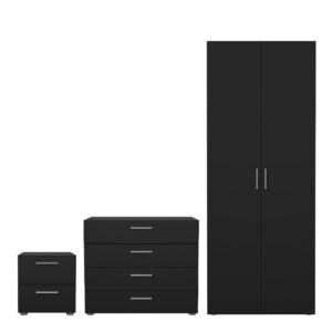 Perkin Wooden Furniture Set With 2 Doors Wardrobe In Black