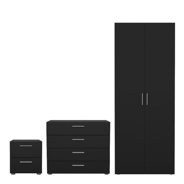 Perkin Wooden Furniture Set With 2 Doors Wardrobe In Black