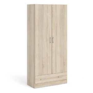 Scalia Wooden Wardrobe With 2 Doors 1 Drawer In Oak