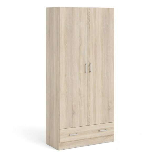 Scalia Wooden Wardrobe With 2 Doors 1 Drawer In Oak