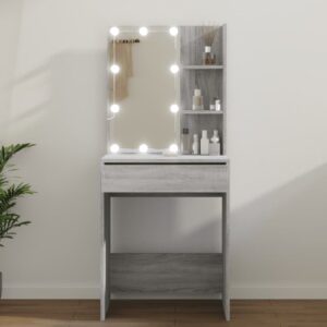 Amherst Wooden Dressing Table In Grey Sonoma With LED Lights