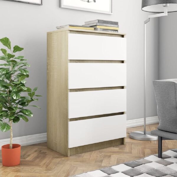 Calgary Wooden Chest Of 4 Drawers In White And Oak