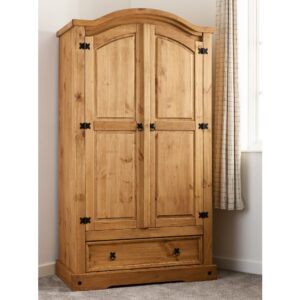 Central Wooden Wardrobe With 2 Doors 1 Drawer In Oak