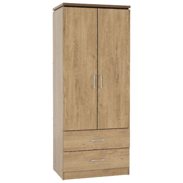 Crieff Wooden Wardrobe With 2 Doors 2 Drawers In Oak