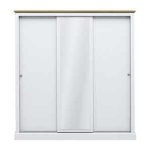 Devan Wooden Sliding Wardrobe With 3 Doors In White