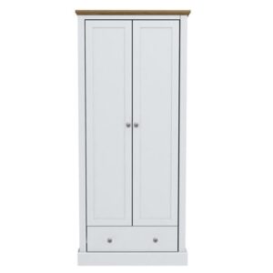 Devan Wooden Wardrobe With 2 Doors And 1 Drawer In White