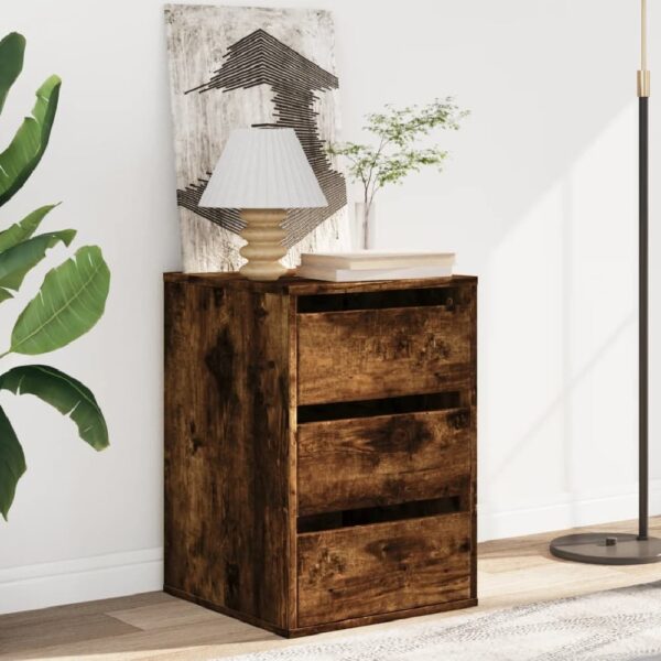 Flint Wooden Chest Of 3 Drawers In Smoked Oak