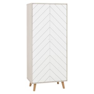 Davis Wooden Wardrobe With 2 Doors In Dusty Grey And White