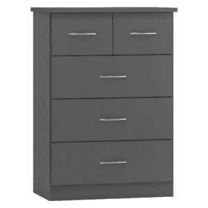 Mack Wooden Chest Of 5 Drawers In Grey