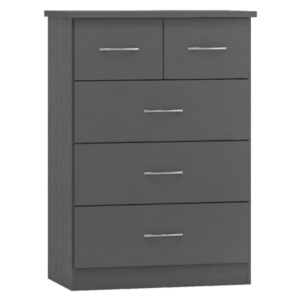 Mack Wooden Chest Of 5 Drawers In Grey