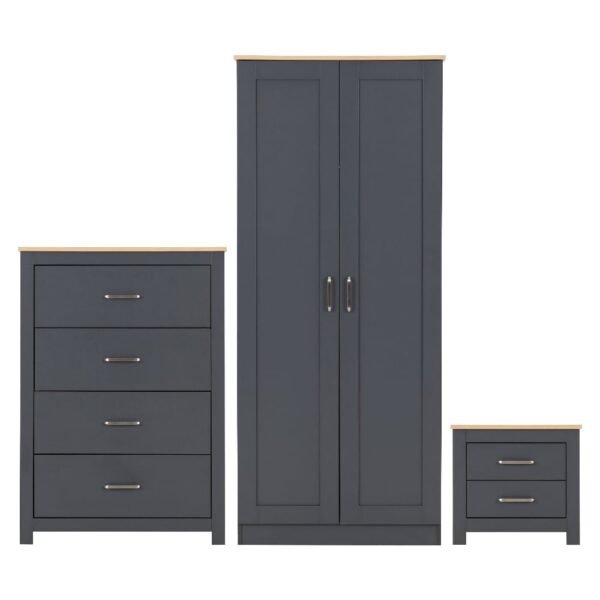 Parnu Wooden Furniture Set With 2 Doors Wardrobe In Grey And Oak